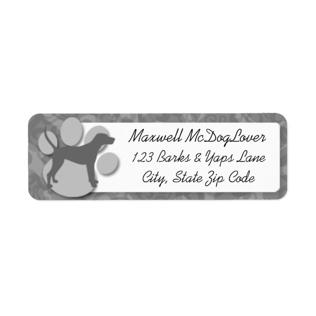 Treeing Walker Coonhound Silhouette Returadress Etikett (Framsidan)