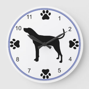 Treeing Walker Coonhound Silhouette with Pawprints Stor Klocka