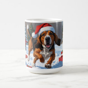 Treeing Walker Coonhound Snö med julhatt Kaffemugg