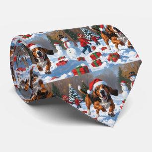 Treeing Walker Coonhound Snö med julhatt Slips