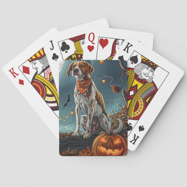 Treeing Walker Halloween Spooky Casinokort (Baksidan)