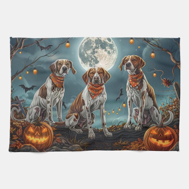Treeing Walker Halloween Spooky Kökshandduk (Horisontell)