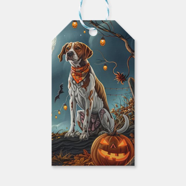 Treeing Walker Halloween Spooky Presentetikett (Framsidan)