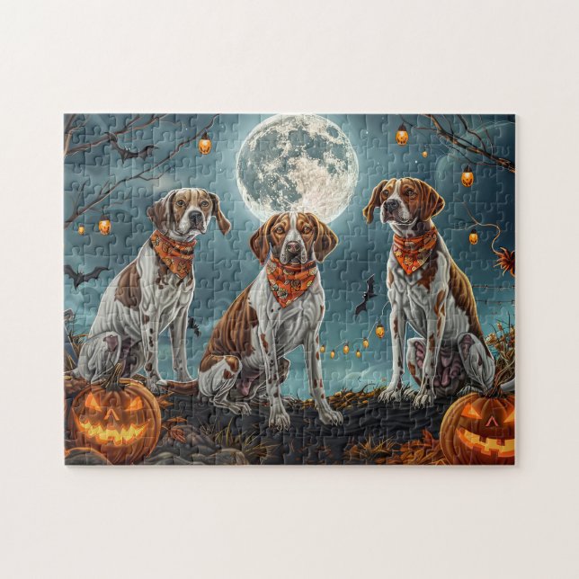 Treeing Walker Halloween Spooky Pussel (Horisontell)