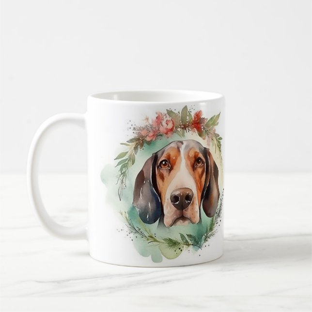 Treeing Walker-julens andningsfest Festive Valp Kaffemugg (Vänster)