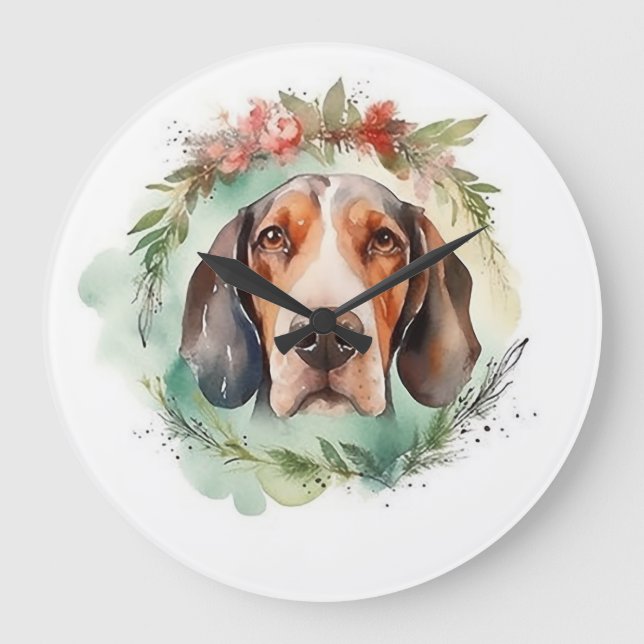 Treeing Walker Julkrans Festiva Valp Stor Klocka (Framsida)