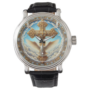 Treenighetsduva Kors Gyllene Vägg Armbandsur