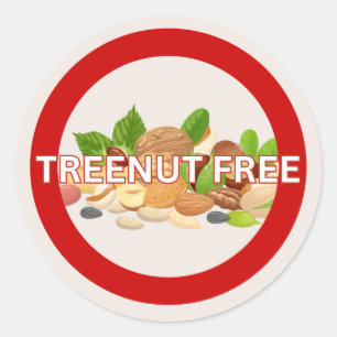Treenut Free Food Allergy Alert Classic Runt Klistermärke