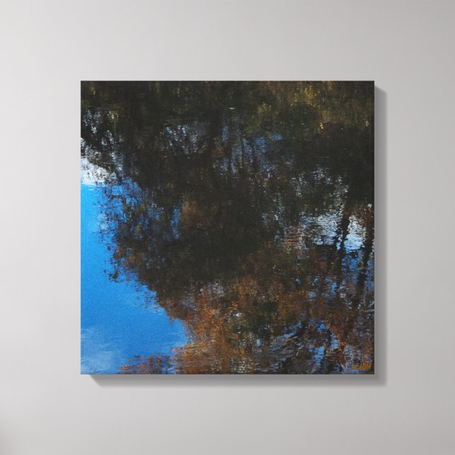 Trees Water Reflection II Stretched Canvas Print (Framsida)