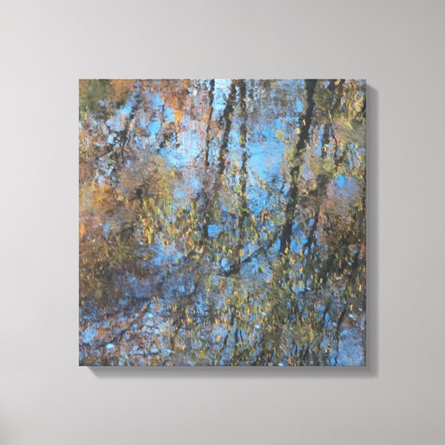 Trees Water Reflection Stretched Canvas Print (Framsida)