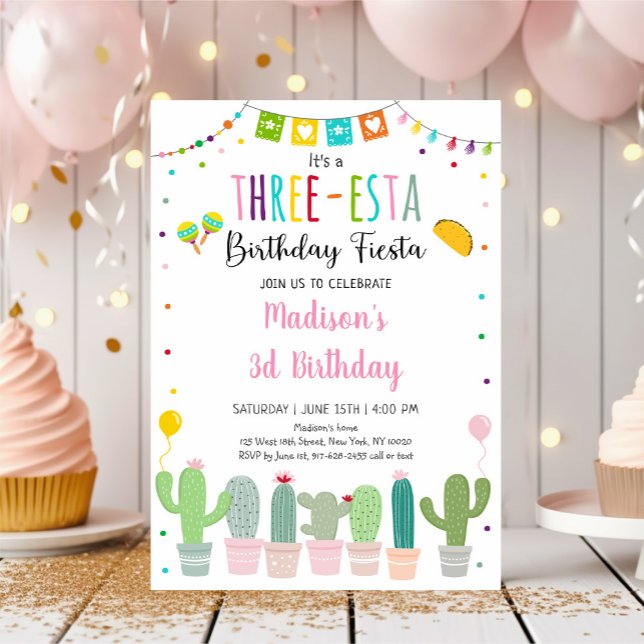 Treesta Fiesta Cactus Girl Birthday Inbjudningar (Skapare uppladdad)