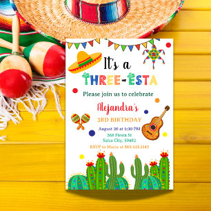 Treesta mexikanska fiesta 3:e födelsedagen party inbjudningar