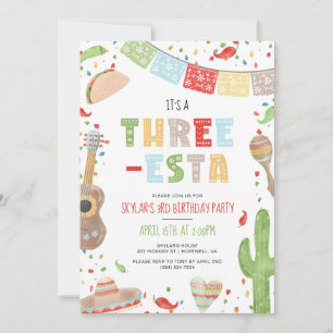 Treesta mexikanska Fiesta 3:e födelsedagen Party Inbjudningar