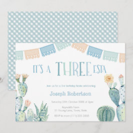 Treesta - mexikanska fiesta Boy 3rd Birthday Party Inbjudningar