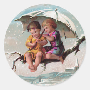 Treetop Children Round Sticker Runt Klistermärke