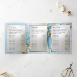 trefaldig broschyr med blå bläck-marmor