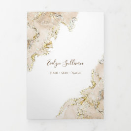 Trefaldig broschyr över Beige marbling Design