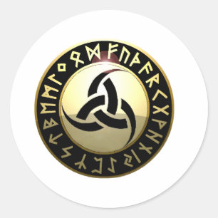 Trefaldig Horn av Odin Runt Klistermärke