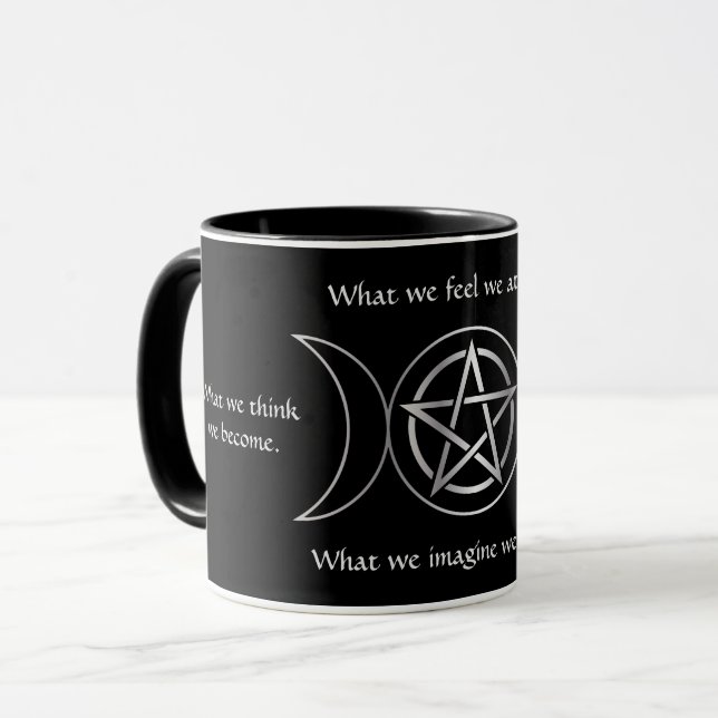 Trefaldig månegudinnaWicca Pentacle Mugg (Framsida vänster)