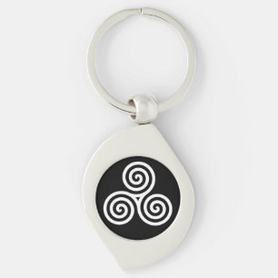 Trefaldig spiral vit swirl silverfärgad nyckelring