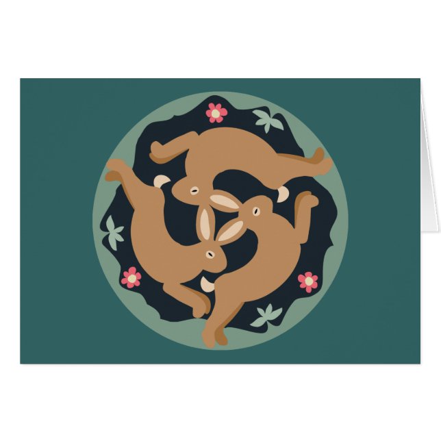 Trefaldiga Hare Hälsningskort (Framsidan Horizontal)