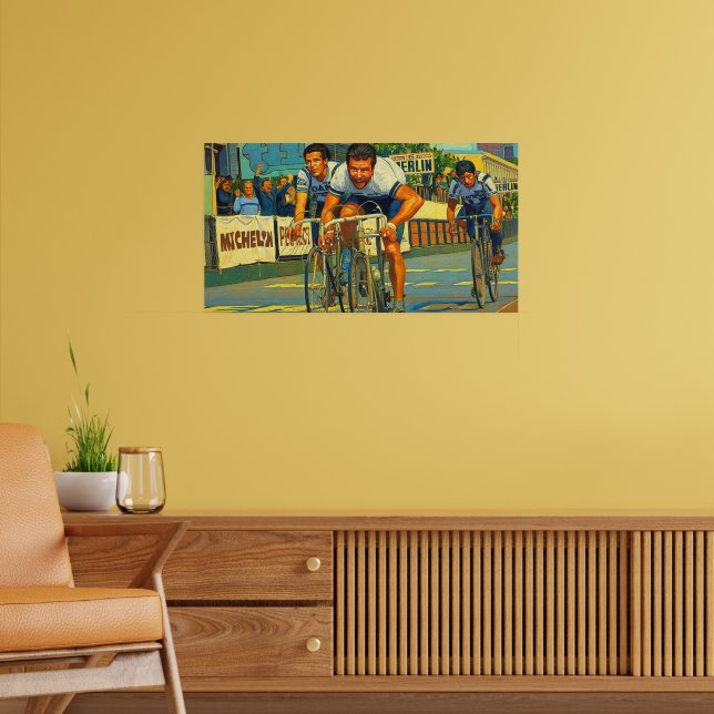 Trefaldiga spurten Paris–Roubaix 1981 Målning Poster (Vardagsrum 2)