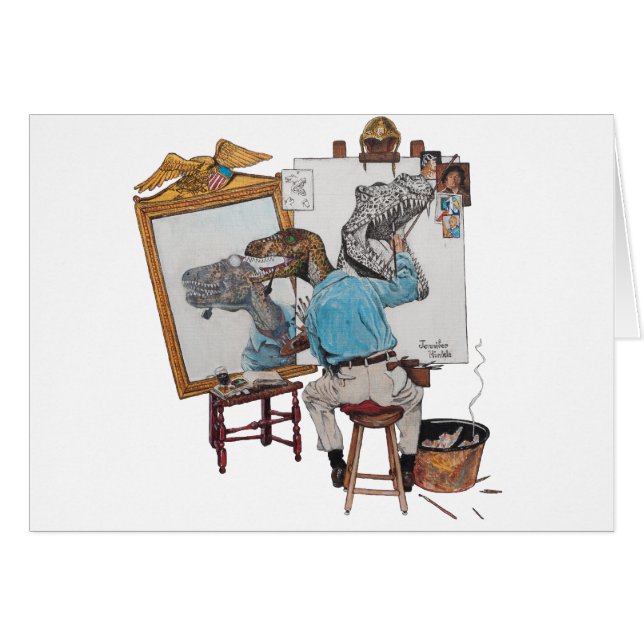 Trefaldigt självporträtt för Velociraptor Hälsningskort (Framsidan Horizontal)