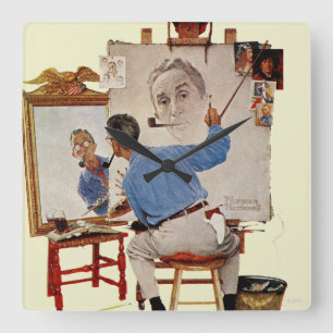 Trefaldigt självporträtt fyrkantig klocka