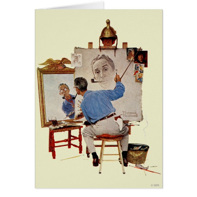 Trefaldigt självporträtt hälsningskort (Framsidan)