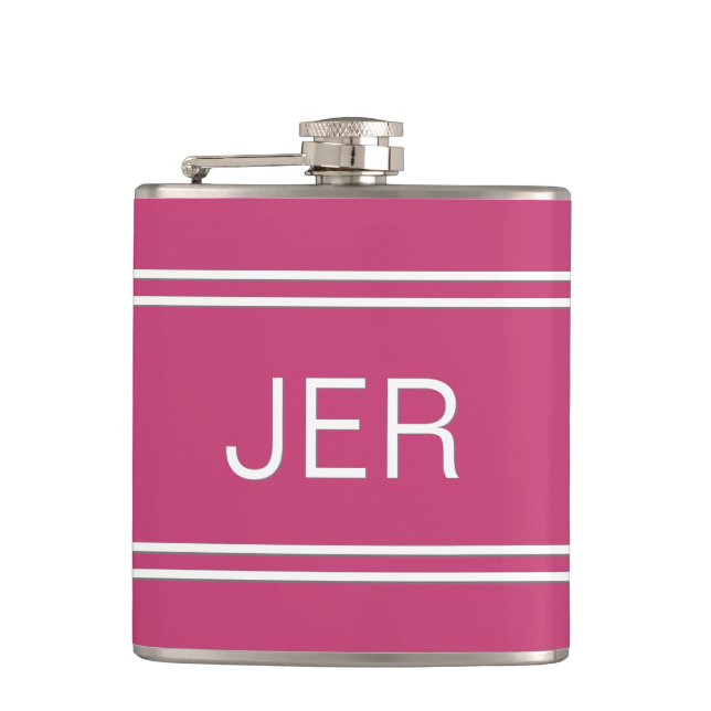 Trefältiga initialer Monogram Pärm Dryck Het Rosa Fickplunta (Framsidan)