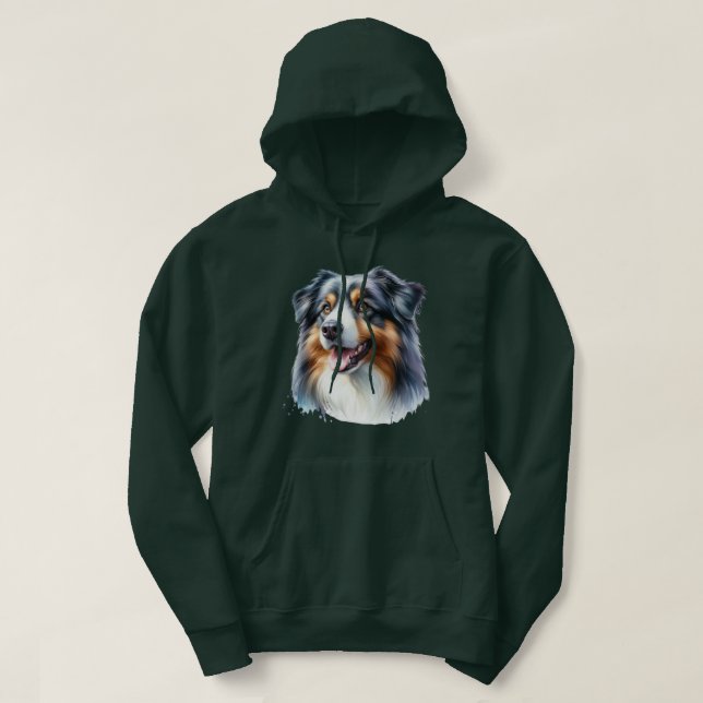 Trefärgad australisk herdehund hoodie (Design framsida)