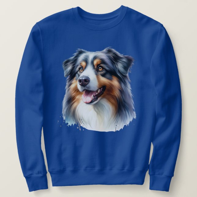 Trefärgad australisk herdehund lång ärmad tröja (Design framsida)