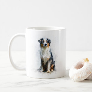 Trefärgad australisk herdehund vattenkonst kaffemugg