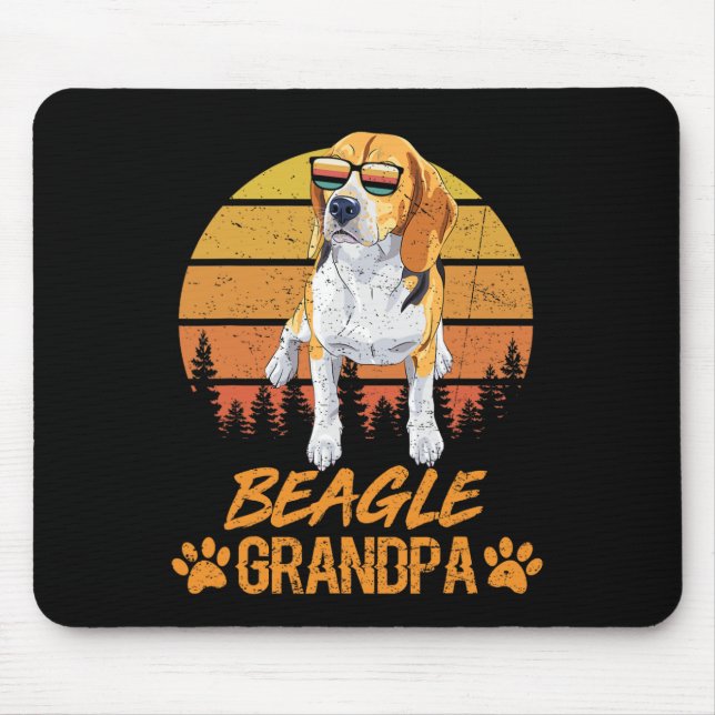 Trefärgad Beagle Hund Farfar Paw Pappa Fars Dag  Musmatta (Framsidan)