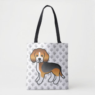 Trefärgad Beagle Söt Tecknad Hund & Tassar Tygkasse