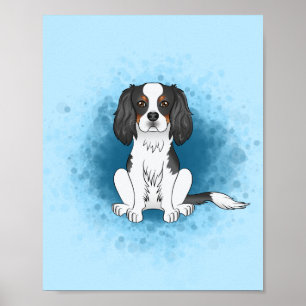Trefärgad Cavalier King Charles Spaniel Hund På Bl Poster