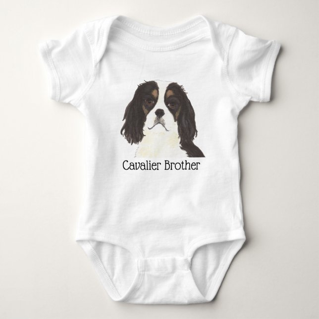 Trefärgad Cavalier King Charles Spaniel Hund T Shirt (Framsida)