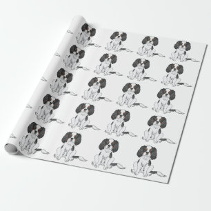 Trefärgad Cavalier King Charles Spaniel Hundmönste Presentpapper