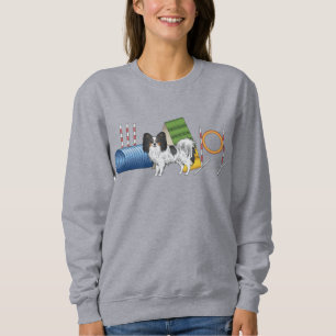 Trefärgad Fjärilshund Agility Hund Hund Sport T Shirt
