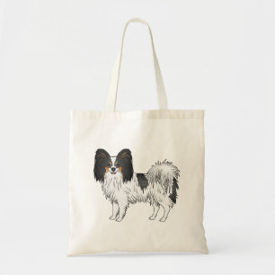 Trefärgad Fjärilshund Glad Och Söt Tecknad Hund Tygkasse