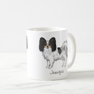 Trefärgad fjärilshund Söt Hund Med Anpassat Namn Kaffemugg