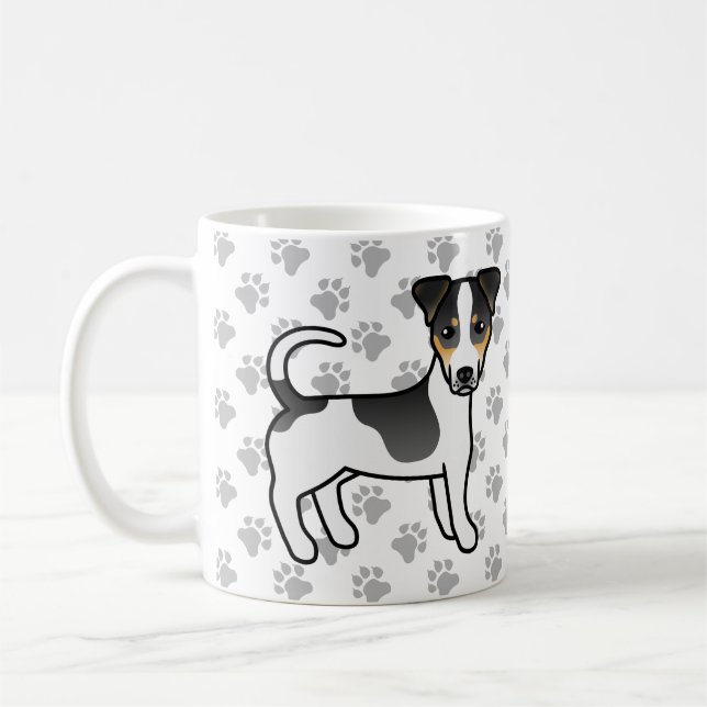 Trefärgad Jack Russell Terrier Hund med Slät Päls Kaffemugg (Vänster)