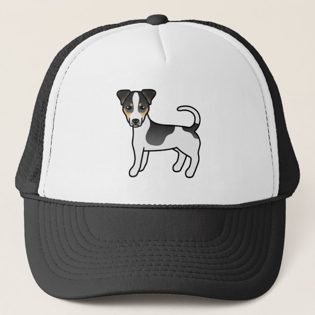 Trefärgad Jack Russell Terrier Hund med Slät Päls Keps (Framsida)