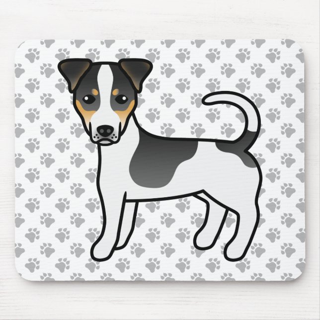 Trefärgad Jack Russell Terrier Hund med Slät Päls Musmatta (Framsidan)