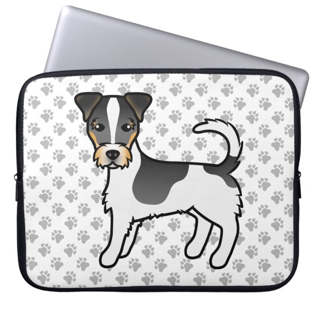 Trefärgad Jack Russell Terrier Hund med sträv päls Laptop Fodral (Framsidan)