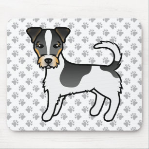 Trefärgad Jack Russell Terrier-hund med sträv päls Musmatta