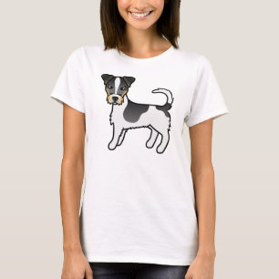 Trefärgad Jack Russell Terrier-hund med sträv päls T Shirt