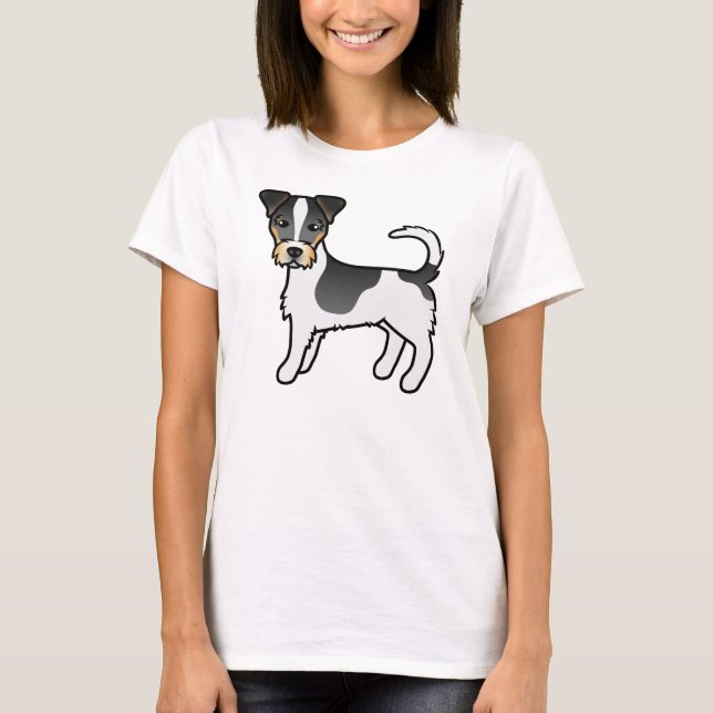 Trefärgad Jack Russell Terrier-hund med sträv päls T Shirt (Framsida)