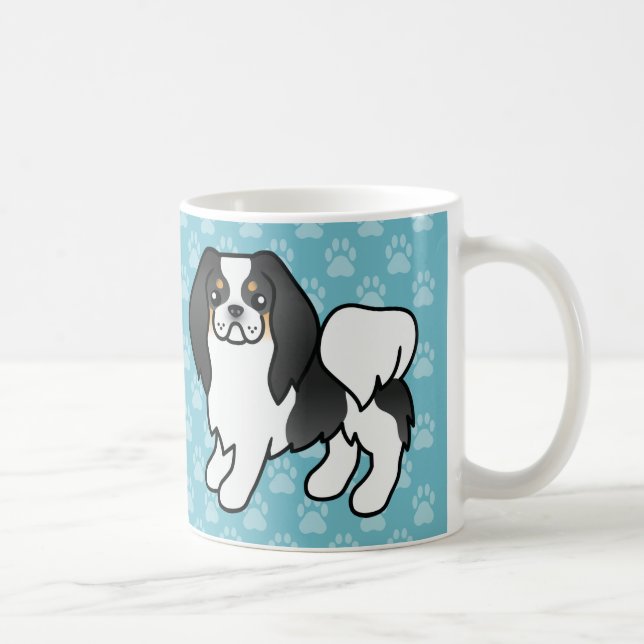 Trefärgad japansk chin serieteckning hund kaffemugg (Höger)