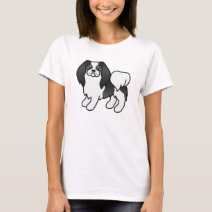 Trefärgad japansk chin serieteckning hund t-shirt